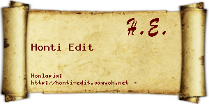 Honti Edit névjegykártya
